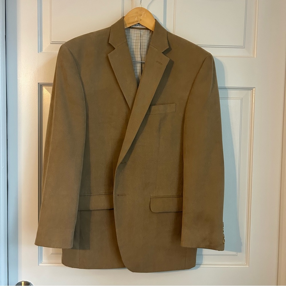 Lauren Ralph Lauren Tan Sueded Jacket Blazer Mens Sz 40S Classic Timeless Career